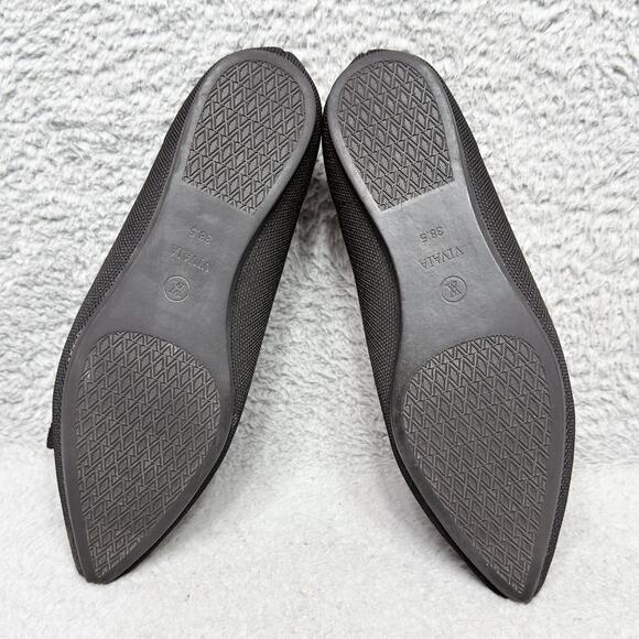 Vivaia Addriane Womens Size 7.5 Pointed Toe Bow Flats Black Knit - Picture 8 of 10